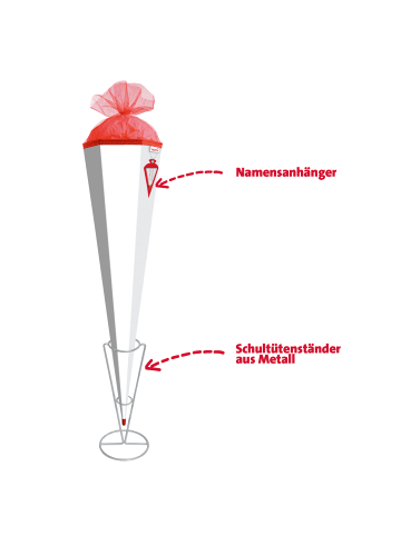 ROTH Set Ständer für Roth-Schultüten Metall und Anhänger in Rot