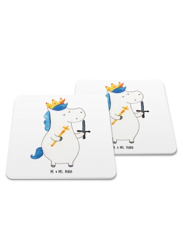 Mr. & Mrs. Panda Tischuntersetzer Einhorn König mit Schwert ohne... in Weiß