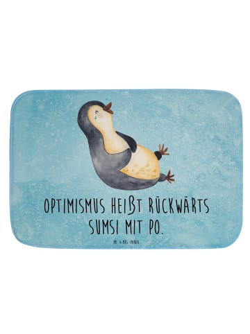 Mr. & Mrs. Panda badezimmermatte Pinguin Lachen mit Spruch in Eisblau