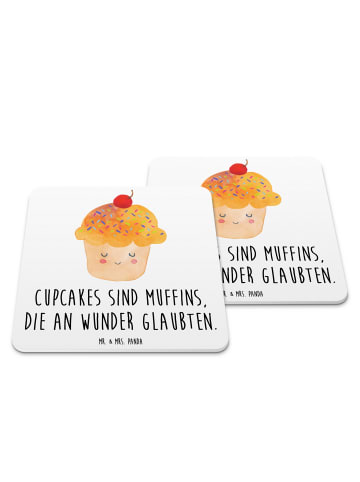 Mr. & Mrs. Panda Untersetzer Cupcake mit Spruch in Weiß