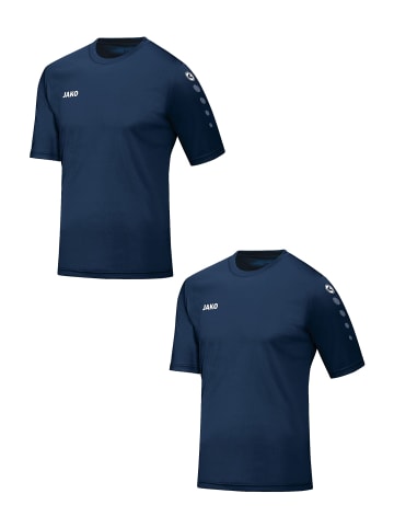 Jako Trikot 2er-Set Kurzarm Rundhals Moderne Uni-Optik in Dunkelblau-2