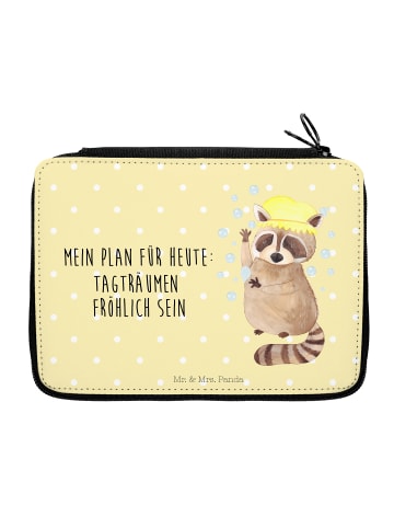 Mr. & Mrs. Panda Federmappe Waschbär mit Spruch in Gelb Pastell