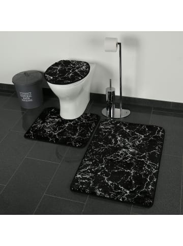Zellerfeld Marmour 3-teilig Bad Matte Dusche Set Rutsch Stand Bad Matten in Schwarz
