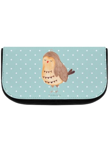 Mr. & Mrs. Panda Kulturtasche Eule Zufrieden ohne Spruch in Türkis Pastell