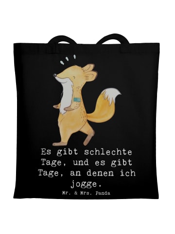 Mr. & Mrs. Panda Jutebeutel Fuchs Joggen mit Spruch in Schwarz