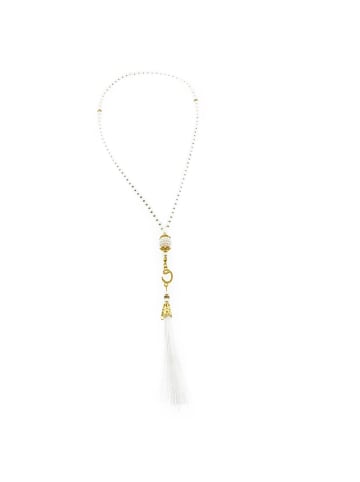 Almina Gebetsketten 45 cm 99 Perlen mit Fransen in Weiß