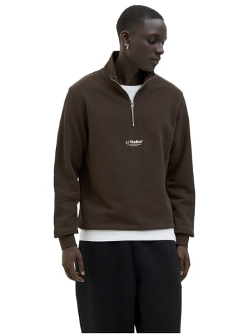 Jack & Jones Sweatshirt JJESOHO SWEAT QUARTER ZIP in Braun