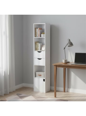 relaxdays Bücherregal in Weiß - (B)30 x (H)158 x (T)24 cm