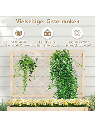 COSTWAY Blumenkasten mit Rankgitter 98x35x101cm in Beige