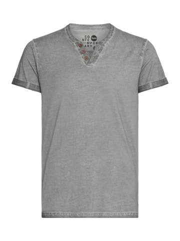!SOLID Rundhalsshirt SDTino 21102896ME Kurzarmshirt mit Knopfleiste in Grau
