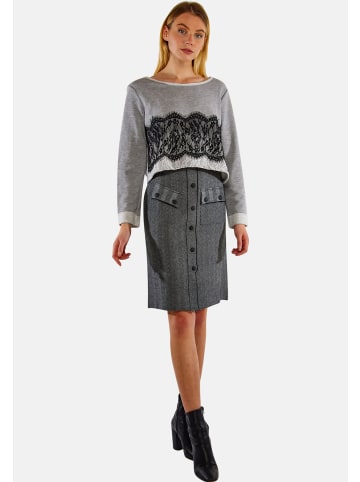 TOOCHE Pullover & Strickjacke "Spitzenpullover" in grau