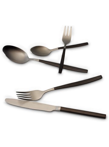 Echtwerk 20 tlg. Set Tafelbesteck "Positano Due" in Silber/Schwarz