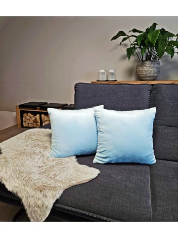 JACK 2er Set Teddy Flausch Kissenhülle Kissenbezug in Hellblau