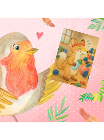 Mr. & Mrs. Panda Glückwunschkarte Fuchs Fitness Design ohne Spruch in Weiß