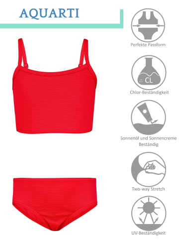 Aquarti Mädchen Bikini Set Zweiteilig Bikinislip Bustier in rot