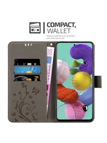 cadorabo Hülle für Samsung Galaxy A51 4G / M40s Blumen Design in FLORAL GRAU