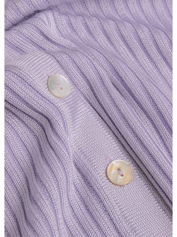 GOLDNER Kurzgröße:  Pflegeleichte Strickjacke in hochwertiger Rippenstruktur in flieder