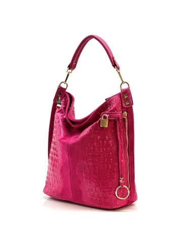 Florence Florence Beuteltasche, Shopper Leder fuchsia, pink ca. 41cm