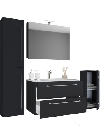 ebuy24 Spiegelschrank Badinos Schwarz 146 x 46 cm