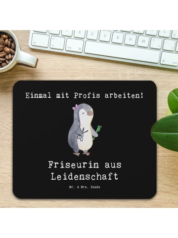 Mr. & Mrs. Panda Mouse Pad Friseurin Leidenschaft mit Spruch in Schwarz