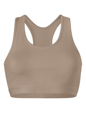 Yenita® Bustier 3er Set Sports-Collection mit breiten Trägern in schwarz-beige-pflaume