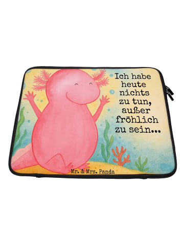 Mr. & Mrs. Panda Laptop Tasche Axolotl Hurra Design mit Spruch in Weiß