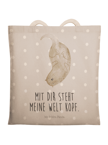 Mr. & Mrs. Panda Tasche Otter Kopfüber mit Spruch in Grau Pastell