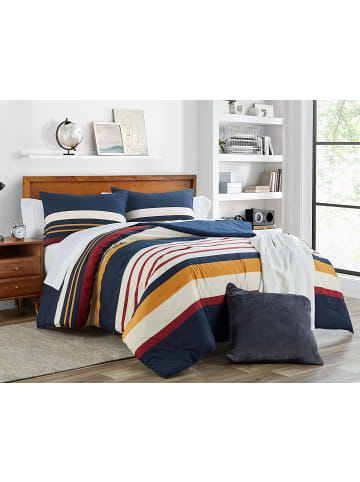 NAUTICA HOME Bettwäsche-Set HOLLINS (3 tlg), 100% Baumwolle, 200x200 cm in Blau/Creme