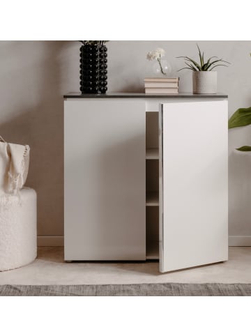Furn.Design Kommode weiß Glanz, grau 89 cm, Sideboard 2-türig
