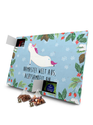 Mr. & Mrs. Panda Tee Adventskalender Einhorn Yoga mit Spruch in Eisblau