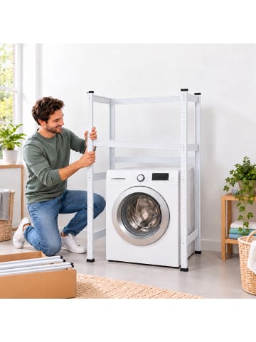 relaxdays Waschmaschinenregal in Weiß - (B)90 x (H)120 x (T)60 cm