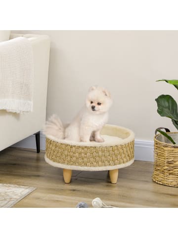 Pawhut Hundebett Beige+Khaki 48L x 48B x 24,5H cm