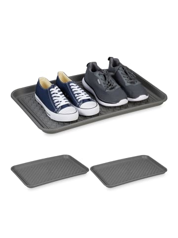 relaxdays 3 x Schuhabtropfschale in Grau - (B)60 x (H)3 x (T)40 cm