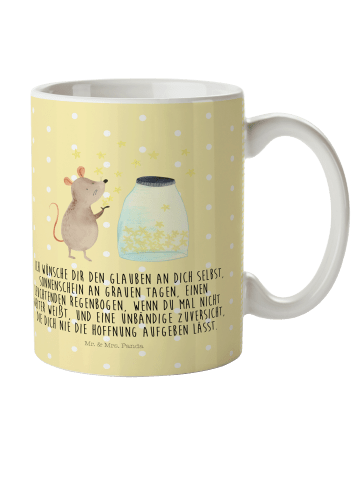 Mr. & Mrs. Panda Kindertasse Maus Sterne mit Spruch in Gelb Pastell