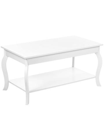 Beliani Couchtisch HARTFORD in Weiß - (W) 101 x (H) 50 x (L) 55 cm