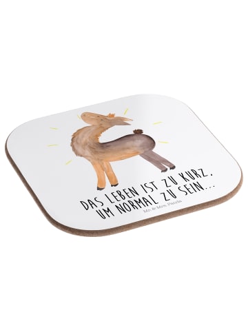 Mr. & Mrs. Panda Untersetzer für Gläser Lama Stolz mit Spruch in Weiß