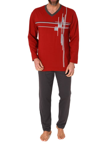 NORMANN Schlafanzug langarm Pyjama - 77895 in rot