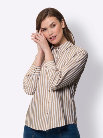 Heine Klassische Bluse in camel-weiß-gestreift