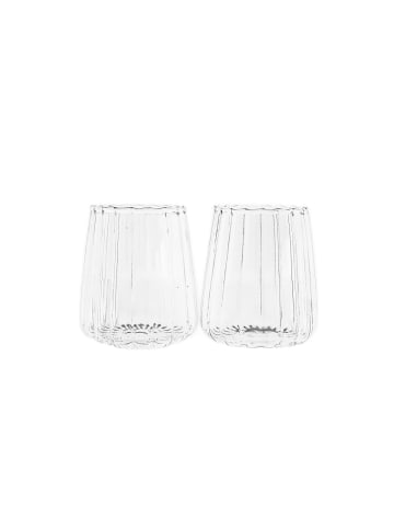 Almina 2er-Set Gläser "Luana Corta" - 350 ml im Relief-Design in Transparent