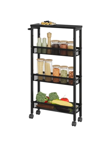 VASAGLE Rollwagen Dacey in Schwarz - (B)45.4 x (H)77 x (T)13 cm