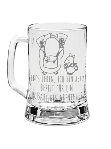 Mr. & Mrs. Panda Bierkrug Pinguin & Maus Wanderer mit Spruch in Transparent