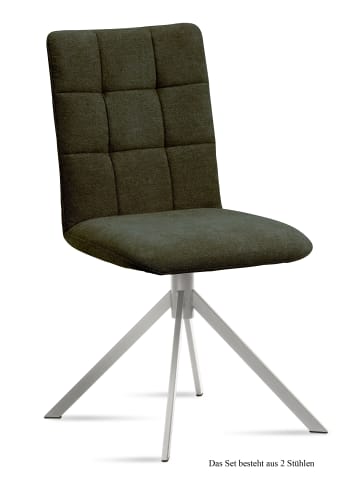 58 aufm Kessel ESSZIMMERSTUHL (2er-Set) Dorise 47x91x60 Edelstahl/Khaki