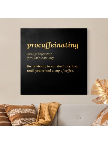 WALLART Leinwandbild Gold - procaffeinating in Schwarz