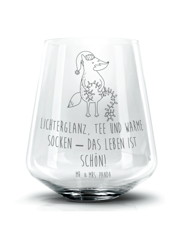 Mr. & Mrs. Panda Tumbler Glas Fuchs Weihnachten mit Spruch in Transparent