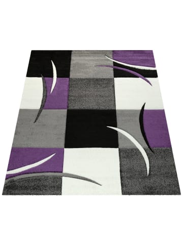 KADIMA DESIGN Teppich Kurzflor Karo Wohnzimmer in Lila