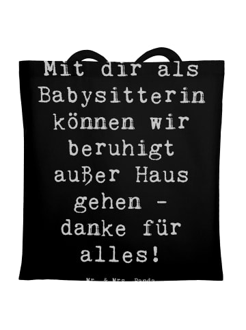 Mr. & Mrs. Panda Jutebeutel Spruch Babysitter Dank mit Spruch in Schwarz