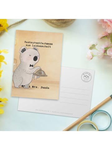 Mr. & Mrs. Panda Grußkarte Restaurantfachmann Leidenschaft Desig... in Weiß