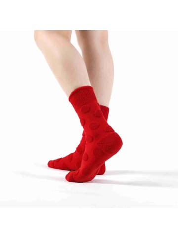 MUNADUNA 2er-Pack Reverse Frottee-Rote Socken mit Punkten