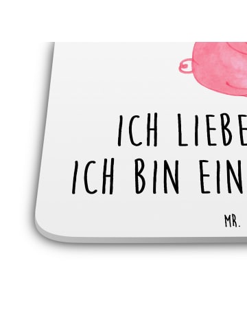 Mr. & Mrs. Panda Glasuntersetzer Schwein Glühwein mit Spruch in Weiß