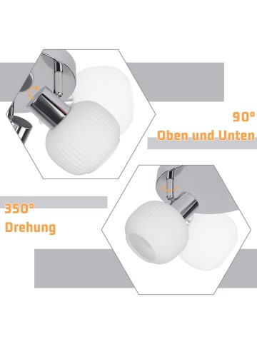 ZMH Deckenleuchte in Weiß 3-flammige E14 rund Glas Morden schwenkbar Deckenspots
